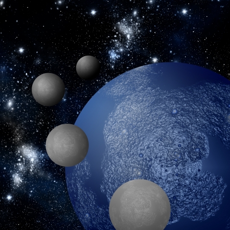 The revolve of moon around planetの写真素材
