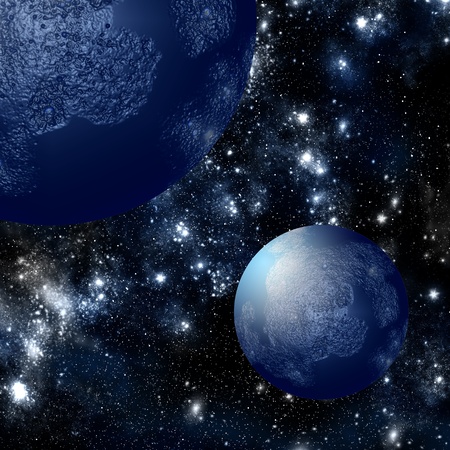Blue planet in the deep spaceの写真素材