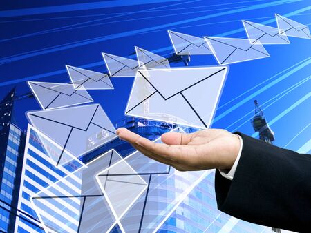 Investor get the email from construction companyの写真素材