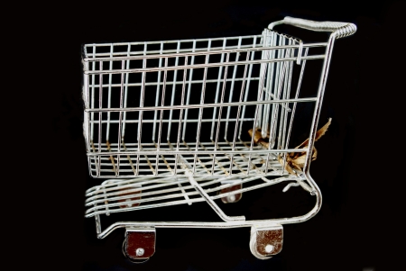 Shopping cart on black backgroundの写真素材