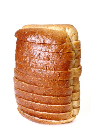 Whole wheat bread on white backgroundの写真素材