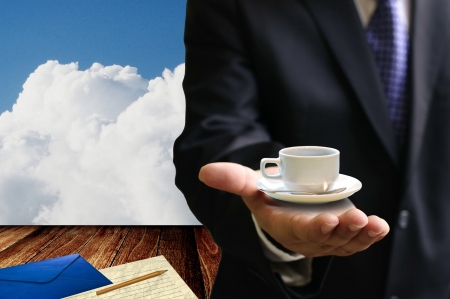 Take a break with hot coffee from bossの写真素材