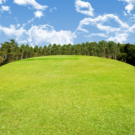 Golf fairway with nice sky, Golf couse conceptの写真素材