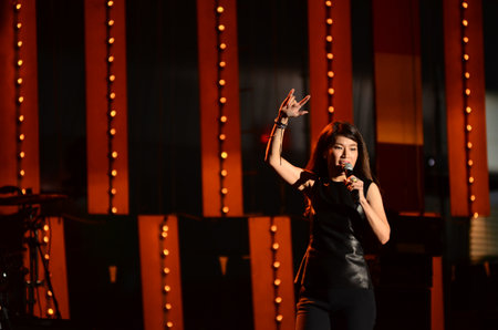 NONTABURI, THAILAND  - OCTOBER 4 : Nantida Kaewbuasai singer singing in Grammy Wonderland concert on 4 October 2012 at IMPACT Challenger, Nontaburi, Thailandのeditorial素材