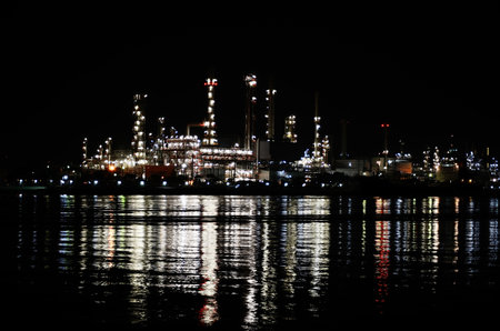 Night scene of Oil refinery, Bangkok, Thailandのeditorial素材