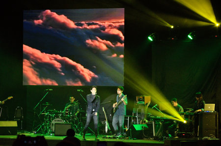 BANGKOK, THAILAND  NOV 18 : Boy Peacemaker or Anuwat Sanguansakphakdee Christian singer singing and show in Crossover Live  Concert on 18 November 2012 at Bangkok Christian College, Bangkok, Thailandのeditorial素材
