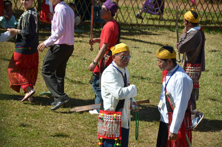 CHIANG MAI, THAILAND - DECEMBER 5 : Manau traditional event of Kachinのeditorial素材
