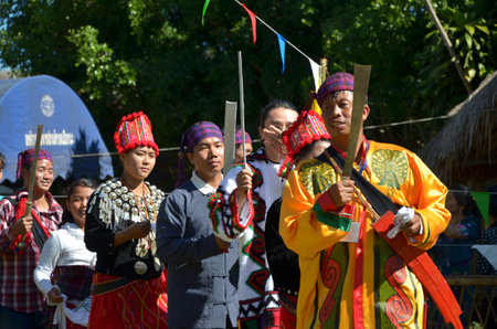 CHIANG MAI, THAILAND - DECEMBER 5 : Manau traditional event of Kachinのeditorial素材
