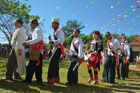 CHIANG MAI, THAILAND - DECEMBER 5 : Manau traditional event of Kachinのeditorial素材