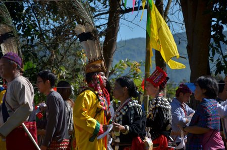 CHIANG MAI, THAILAND - DECEMBER 5 : Manau traditional event of Kachinのeditorial素材