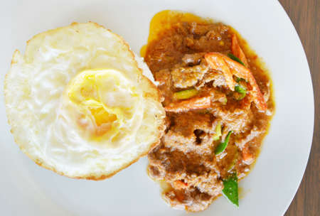 Rice and curry with fried, Thai food Thai styleの写真素材