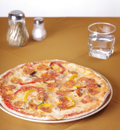 Pizza on table, Italian food conceptの写真素材
