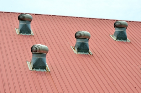 Turbine ventilation system on rooftopの写真素材