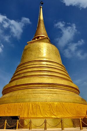 Golden pagoda on top of Golden mountain ,Wat Saket Ratcha Wora Maha Wihan, Bangkok, Thailandの写真素材