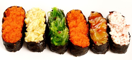 Sushi set isolated on white backgroundの写真素材
