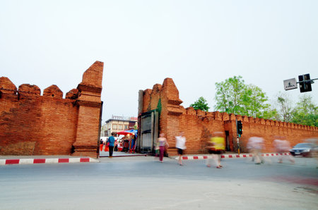 CHIANG MAI, THAILAND - MARCH 29 : View of Ta-Phae gate on March 29, 2013 in Chiang Mai, Thailandのeditorial素材