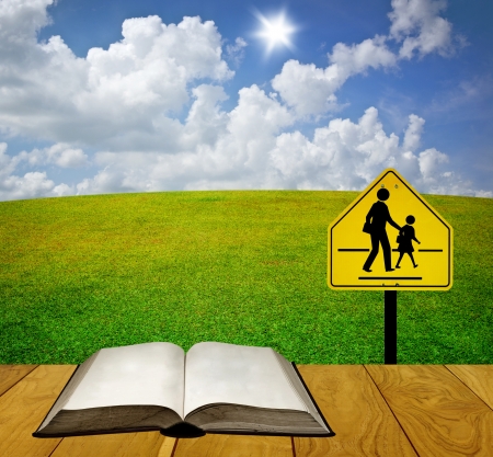 Reading book for understand traffic sign, Education for safety conceptの写真素材