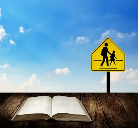 Reading book for understand traffic sign, Education for safety conceptの写真素材