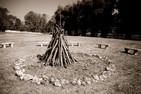 Wood for bonfire, Camping concept