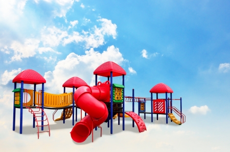 Colorful children s playground on the cloudの写真素材