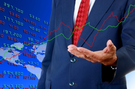 Senior businessman analyst stock exchange data graph, Stock exchange analyst conceptの写真素材