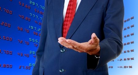 Senior businessman asking the analyst stock exchange data from brokerの写真素材