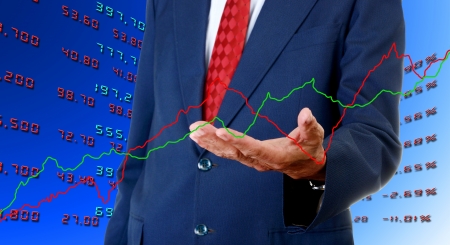 Senior businessman analyst stock exchange data graph, Stock exchange analyst conceptの写真素材