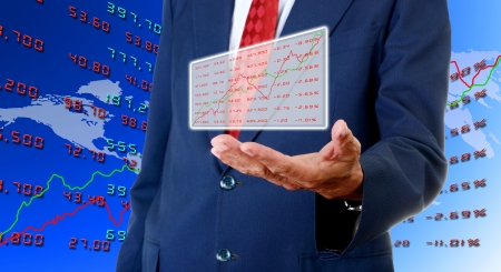 Senior businessman carry stock exchange data board, Stock exchange data conceptの写真素材