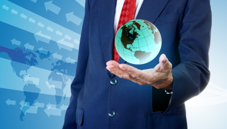 Businessman accessing global conceptの写真素材