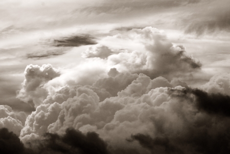 Nice group of cloud in sepia tone styleの写真素材