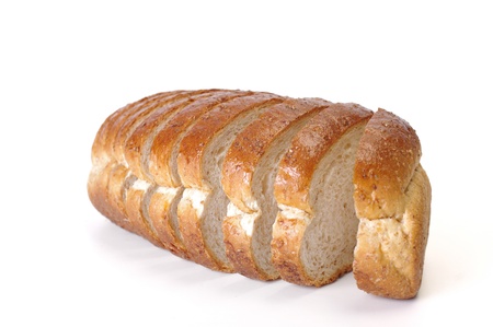 Whole wheat bread on white backgroundの写真素材