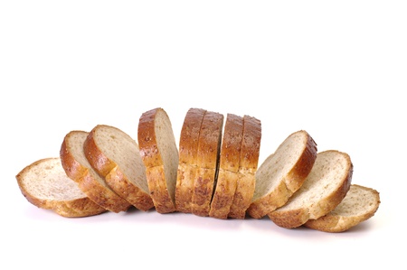 Whole wheat bread on white backgroundの写真素材