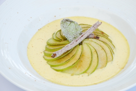 Delicious soups with nice decorate, Gourmet foodの写真素材