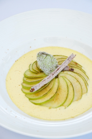 Delicious soups with nice decorate, Gourmet foodの写真素材