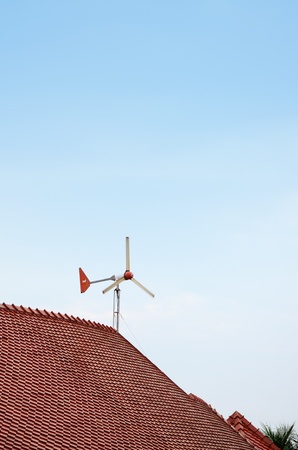 Wind turbine on the roof, Sustainability conceptの写真素材