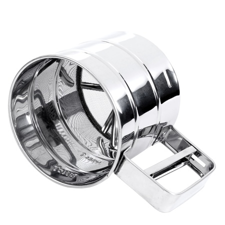Flour sifter on white background の写真素材