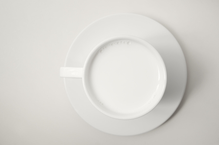 Hot milk cup on table, Top viewの写真素材