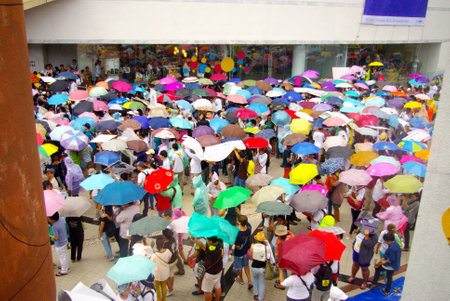 BANGKOK, THAILAND - SEPTEMBER 22   Huge crowd listen speech for against the construction of a dam in Mae Wong National Park on 22 September 2013 at Bangkok Art and Culture Centre, Thailandのeditorial素材