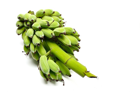 Green banana isolated on white backgroundの写真素材