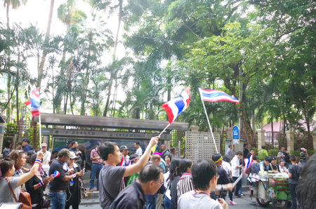 BANGKOK,THAILAND - DECEMBER 2   Anti-government protesters to blockade the Royal Thai Police  The protest Against The Amnesty bill in Bangkok, capital of Thailand on 2 December 2013 のeditorial素材