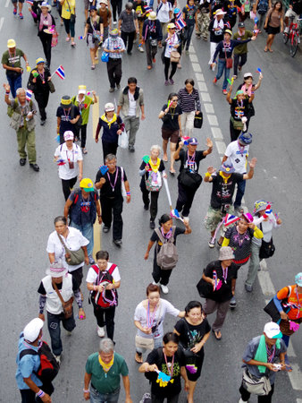BANGKOK,THAILAND - NOVEMBER 22   Anti-government protesters to the Democracy Monument  The protest...