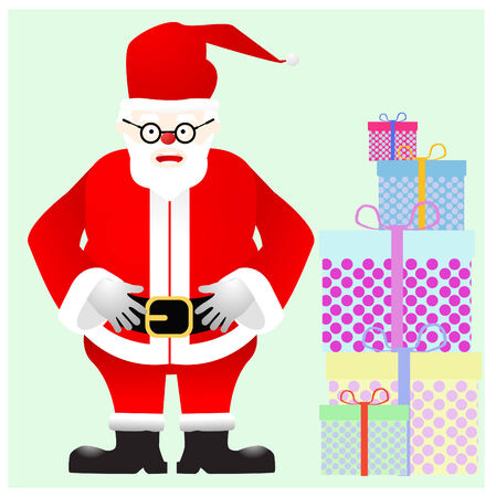 Santa claus with gift box, Vector illustration for christmas card  のイラスト素材