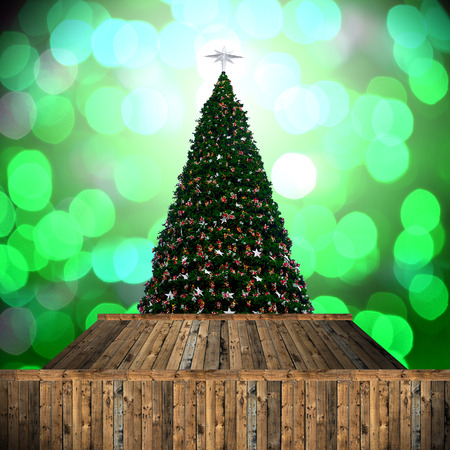 Christmas tree with bokeh backgroundの写真素材