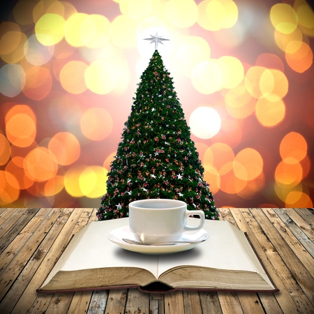 Drink coffee with bible in Christmas dayの写真素材