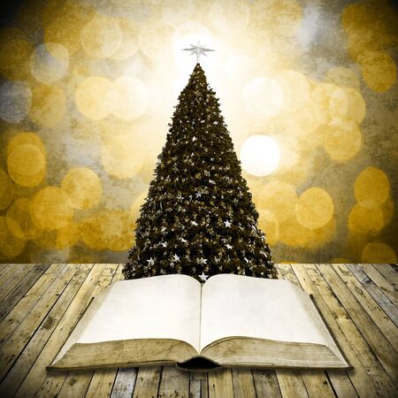 Read bible in christmas day in vintage styleの写真素材