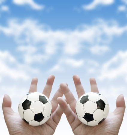 Let s play football together conceptの写真素材