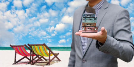 Businessman offer the summer trip, Vacation conceptの写真素材