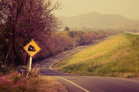 Downhill road in vintage color styleの写真素材