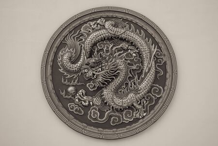 Dragon stucco reliefs in Chinese styleの写真素材