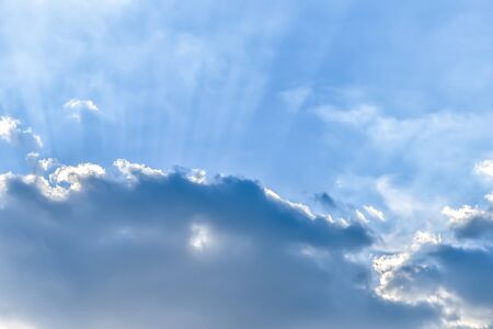 Nice drama sky with sun ray shining in vintage color style